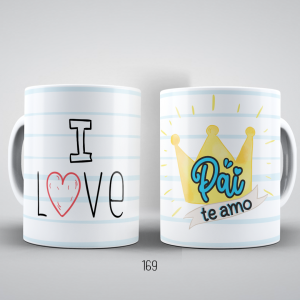 Caneca branca dia dos pais love pai te amo