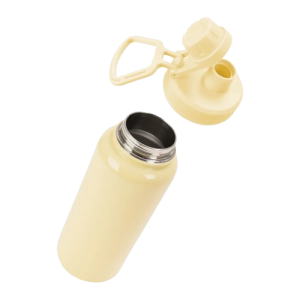 Garrafa Squeeze Térmica Com Tampa Emborrachada Rosa / amarela de 900ml