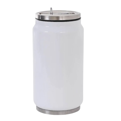 Lata Térmica Branca de Metal Aço Inox Com Tampa 300ml personalizada com foto ou frase !