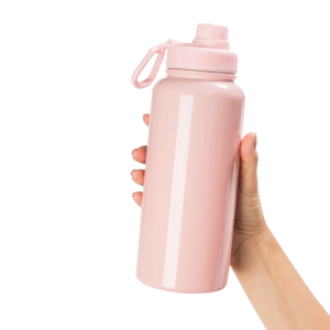 Garrafa Squeeze Térmica Com Tampa Emborrachada Rosa / amarela de 900ml