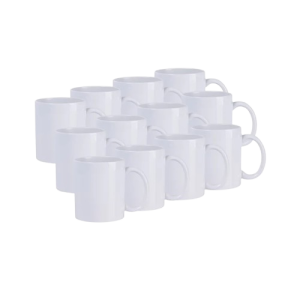 Kit 12 canecas de cerâmica branca 325ml